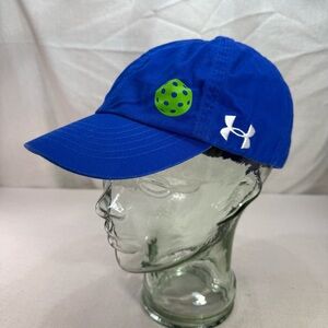 Under Armour Blue Cap with Lime Green Pickleball and White Embroidered Logo